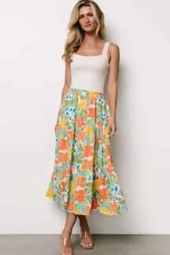New Baltic Born Nika Tiered Skirt | Orange + Blue Floral Orange+BlueFloral