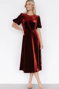 Best Baltic Born Nita Velvet Midi Dress | Deep Cinnamon DeepCinnamon