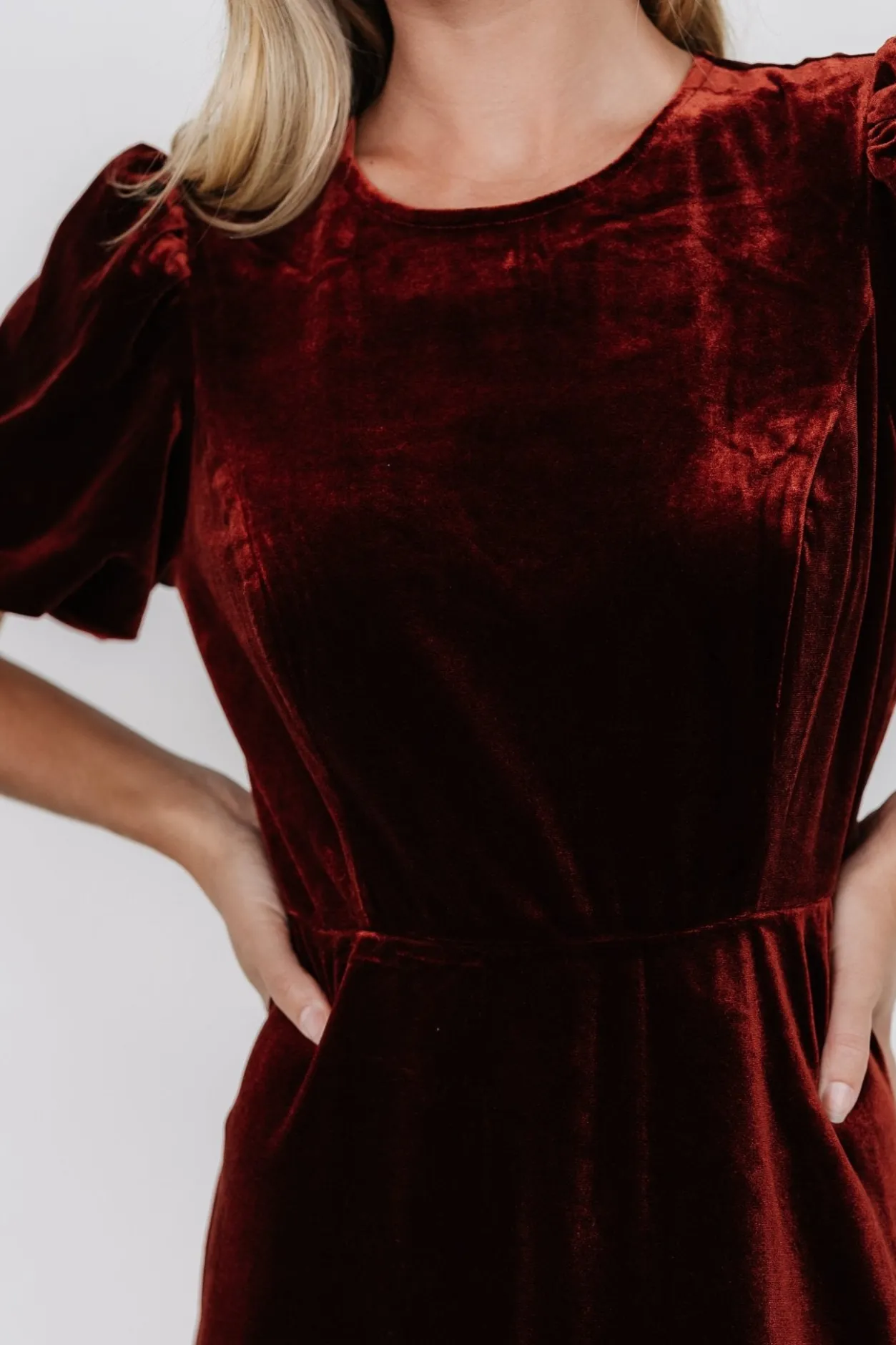 Best Baltic Born Nita Velvet Midi Dress | Deep Cinnamon DeepCinnamon