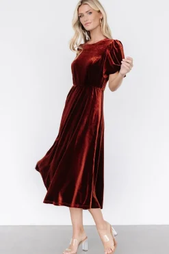 Best Baltic Born Nita Velvet Midi Dress | Deep Cinnamon DeepCinnamon