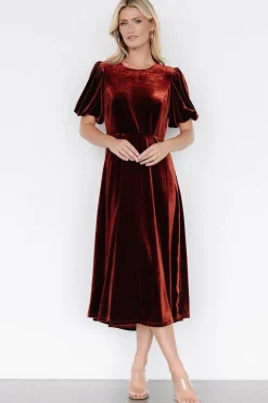 Best Baltic Born Nita Velvet Midi Dress | Deep Cinnamon DeepCinnamon