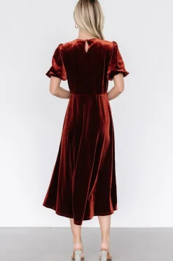 Best Baltic Born Nita Velvet Midi Dress | Deep Cinnamon DeepCinnamon