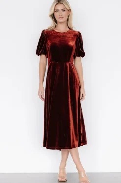 Best Baltic Born Nita Velvet Midi Dress | Deep Cinnamon DeepCinnamon