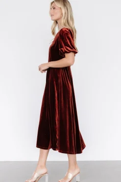 Best Baltic Born Nita Velvet Midi Dress | Deep Cinnamon DeepCinnamon