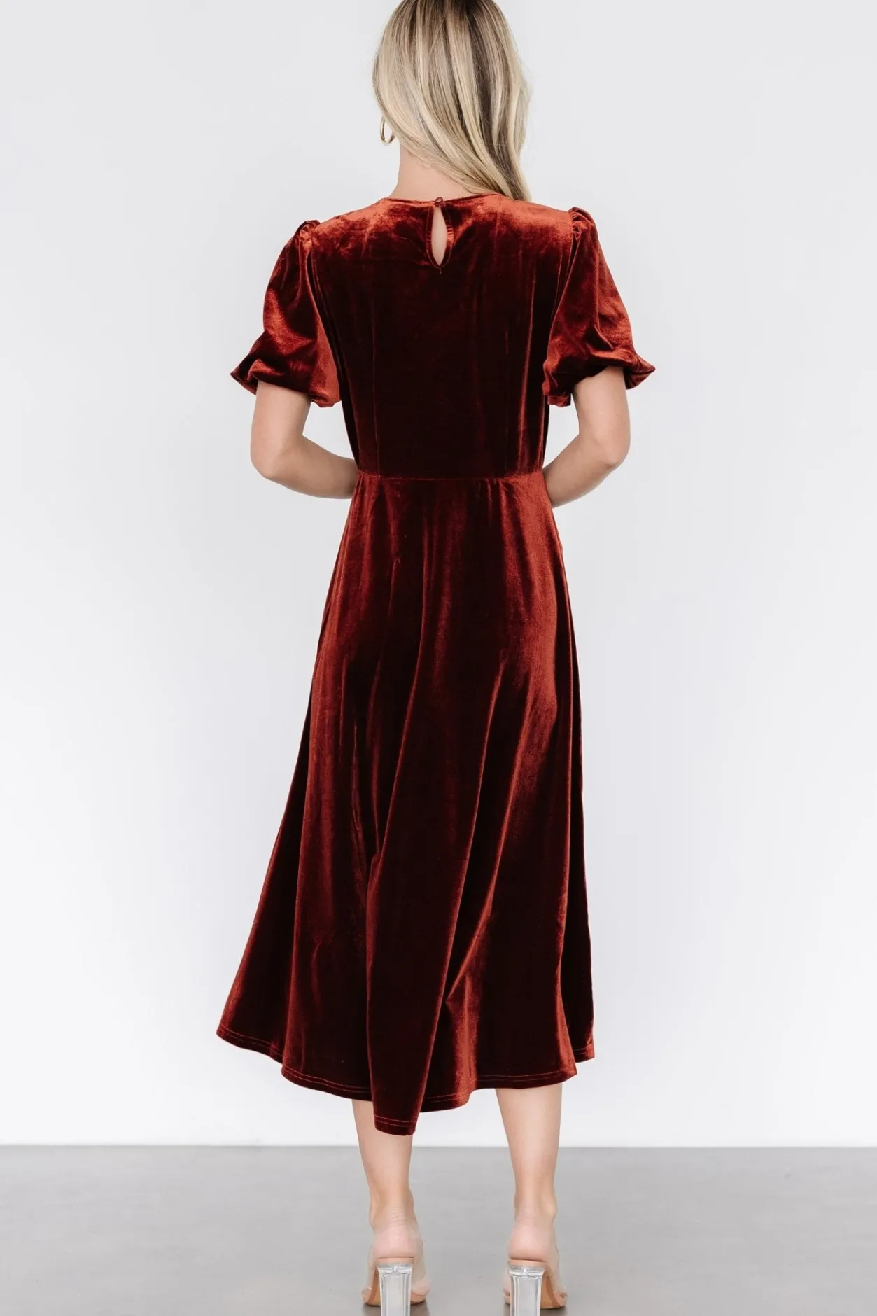 Best Baltic Born Nita Velvet Midi Dress | Deep Cinnamon DeepCinnamon