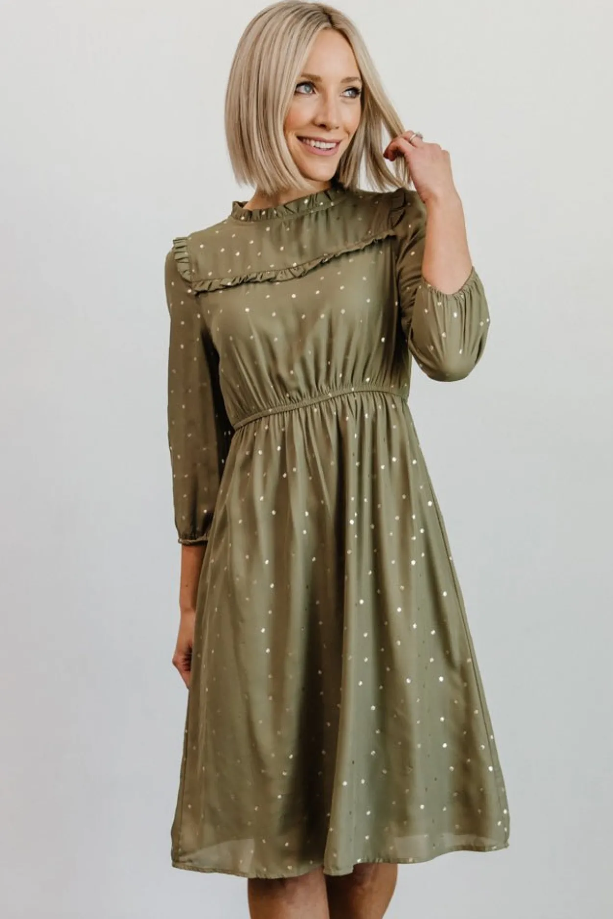 Clearance Baltic Born Nixon Pintuck Ruffle Midi Dress | Green