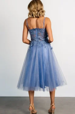 Online Baltic Born Noelle Shimmer Midi Dress | Slate Blue SlateBlue