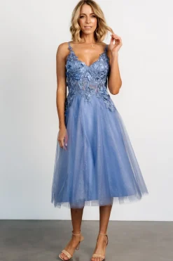 Online Baltic Born Noelle Shimmer Midi Dress | Slate Blue SlateBlue