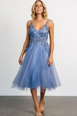 Online Baltic Born Noelle Shimmer Midi Dress | Slate Blue SlateBlue