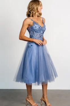 Online Baltic Born Noelle Shimmer Midi Dress | Slate Blue SlateBlue