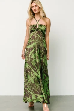 Clearance Baltic Born Norah Halter Dress | Brown + Green Print Brown+GreenPrint