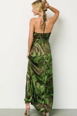 Clearance Baltic Born Norah Halter Dress | Brown + Green Print Brown+GreenPrint