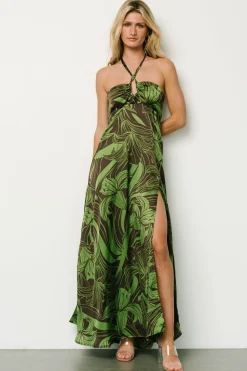 Clearance Baltic Born Norah Halter Dress | Brown + Green Print Brown+GreenPrint