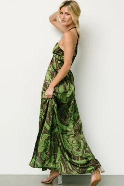 Clearance Baltic Born Norah Halter Dress | Brown + Green Print Brown+GreenPrint