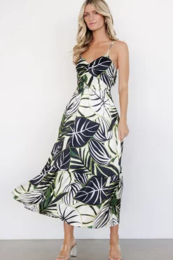 Clearance Baltic Born Norita Tie Back Tank Dress | Black + Green Print Black+GreenPrint