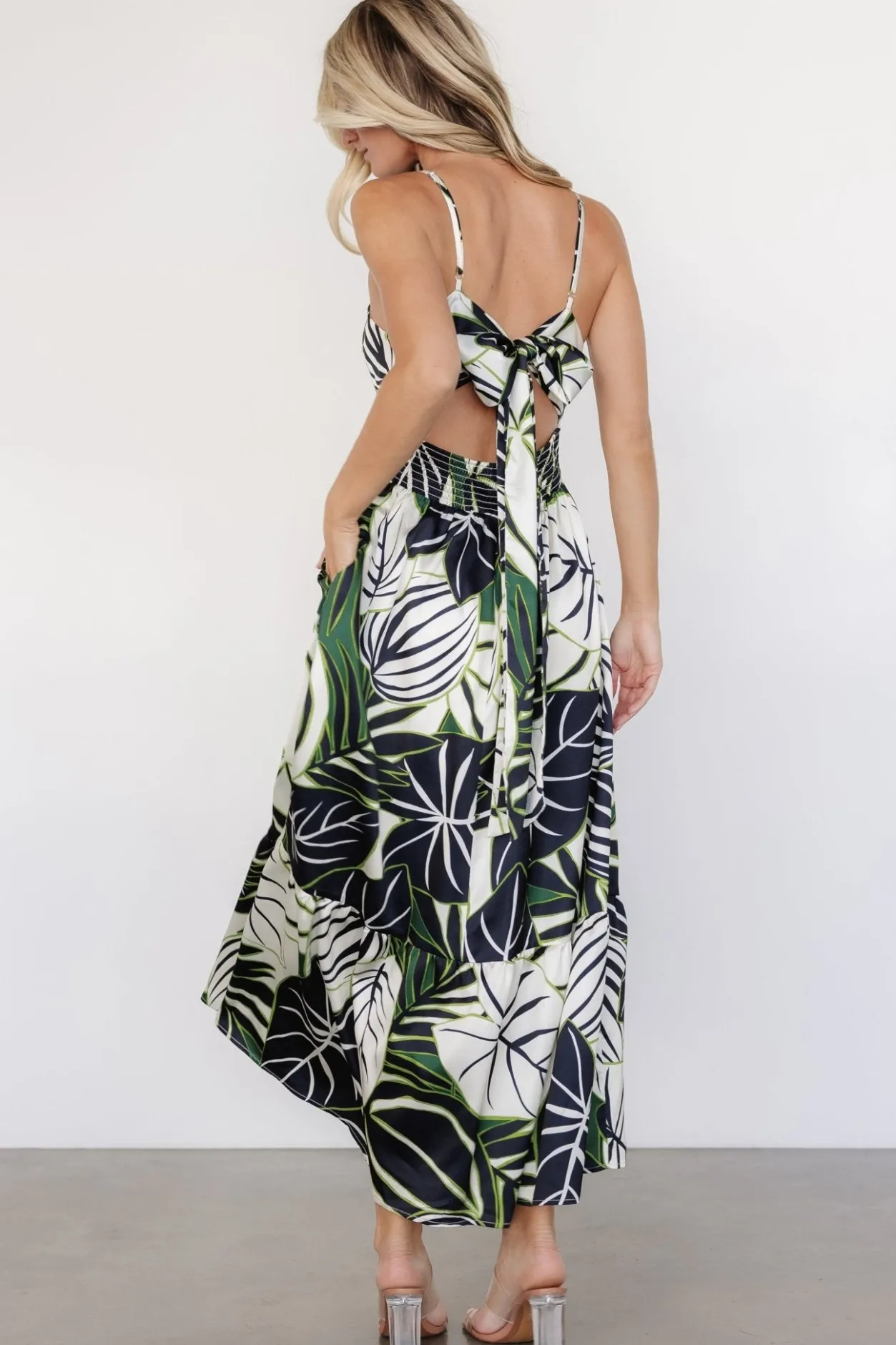 Clearance Baltic Born Norita Tie Back Tank Dress | Black + Green Print Black+GreenPrint