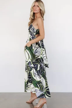 Clearance Baltic Born Norita Tie Back Tank Dress | Black + Green Print Black+GreenPrint