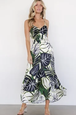 Clearance Baltic Born Norita Tie Back Tank Dress | Black + Green Print Black+GreenPrint