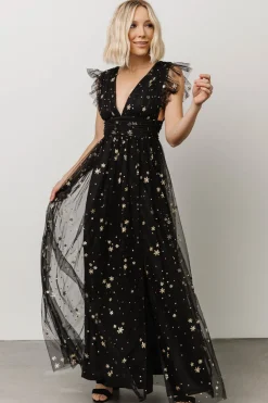 Discount Baltic Born Nova Shimmer Maxi Dress | Black + Gold Black+Gold