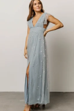Discount Baltic Born Nova Shimmer Maxi Dress | Dusty Blue + Silver DustyBlue+Silver