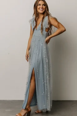 Discount Baltic Born Nova Shimmer Maxi Dress | Dusty Blue + Silver DustyBlue+Silver