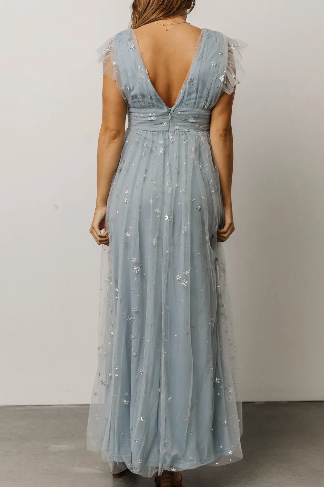 Discount Baltic Born Nova Shimmer Maxi Dress | Dusty Blue + Silver DustyBlue+Silver