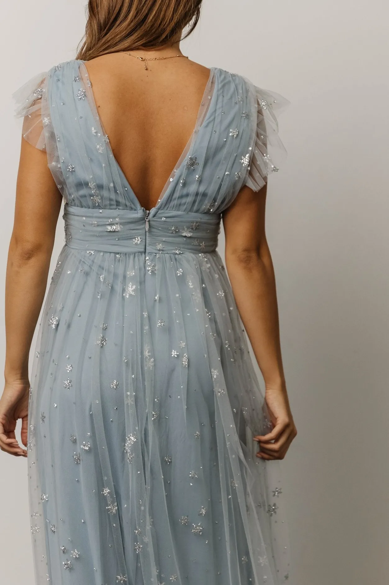 Discount Baltic Born Nova Shimmer Maxi Dress | Dusty Blue + Silver DustyBlue+Silver