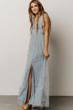 Discount Baltic Born Nova Shimmer Maxi Dress | Dusty Blue + Silver DustyBlue+Silver