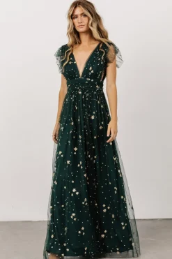 Outlet Baltic Born Nova Shimmer Maxi Dress | Green + Gold Green+Gold