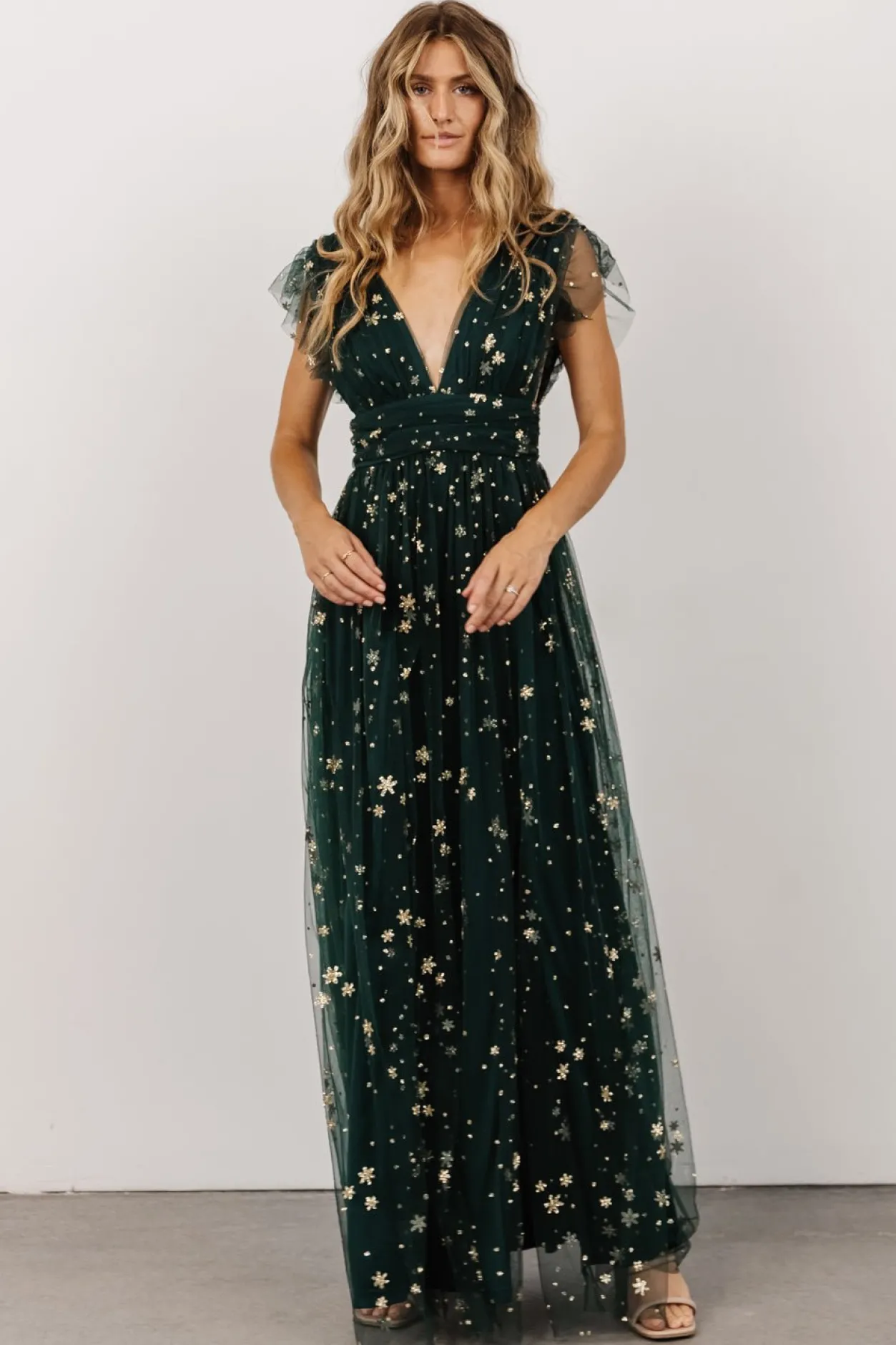 Outlet Baltic Born Nova Shimmer Maxi Dress | Green + Gold Green+Gold