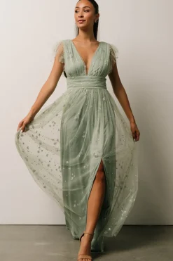Hot Baltic Born Nova Shimmer Maxi Dress | Sage + Silver Sage+Silver