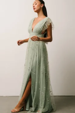 Hot Baltic Born Nova Shimmer Maxi Dress | Sage + Silver Sage+Silver
