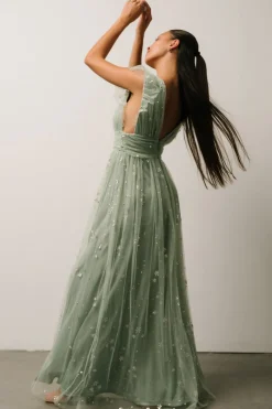 Hot Baltic Born Nova Shimmer Maxi Dress | Sage + Silver Sage+Silver