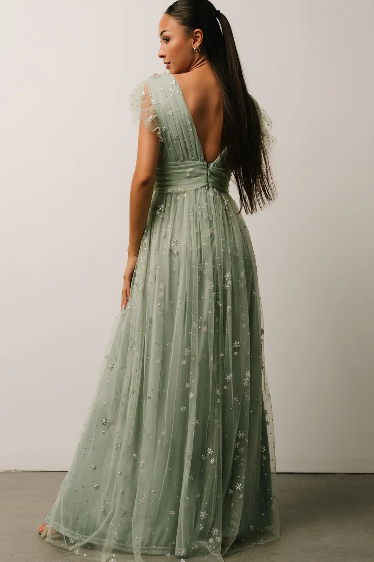Hot Baltic Born Nova Shimmer Maxi Dress | Sage + Silver Sage+Silver