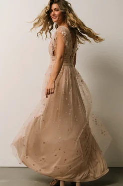 Hot Baltic Born Nova Shimmer Maxi Dress | Natural + Blush Natural+Blush