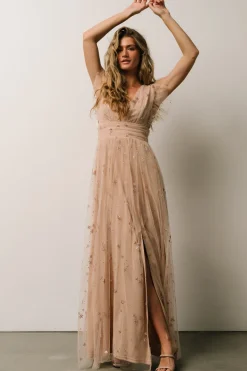 Hot Baltic Born Nova Shimmer Maxi Dress | Natural + Blush Natural+Blush