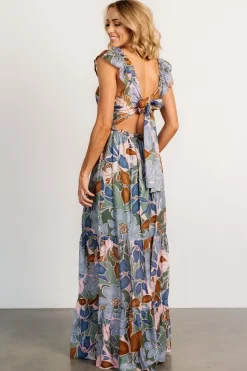 Outlet Baltic Born Nylah Back Tie Maxi Dress | Blue Multi BlueMulti
