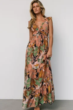 Outlet Baltic Born Nylah Back Tie Maxi Dress | Mocha Multi MochaMulti