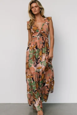 Outlet Baltic Born Nylah Back Tie Maxi Dress | Mocha Multi MochaMulti