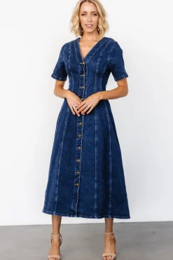 Discount Baltic Born Oakley Button Denim Dress | Blue