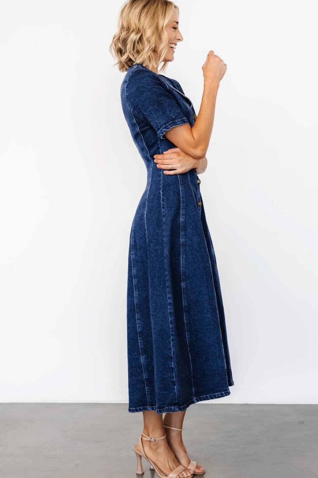 Discount Baltic Born Oakley Button Denim Dress | Blue