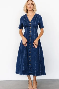 Discount Baltic Born Oakley Button Denim Dress | Blue