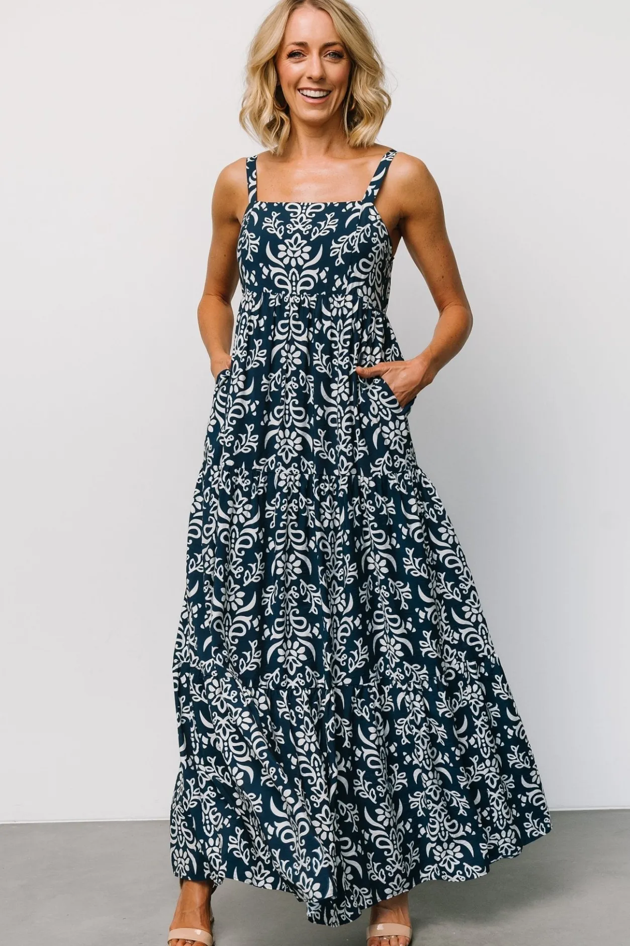 New Baltic Born Oceanside Maxi Dress | Navy Print NavyPrint