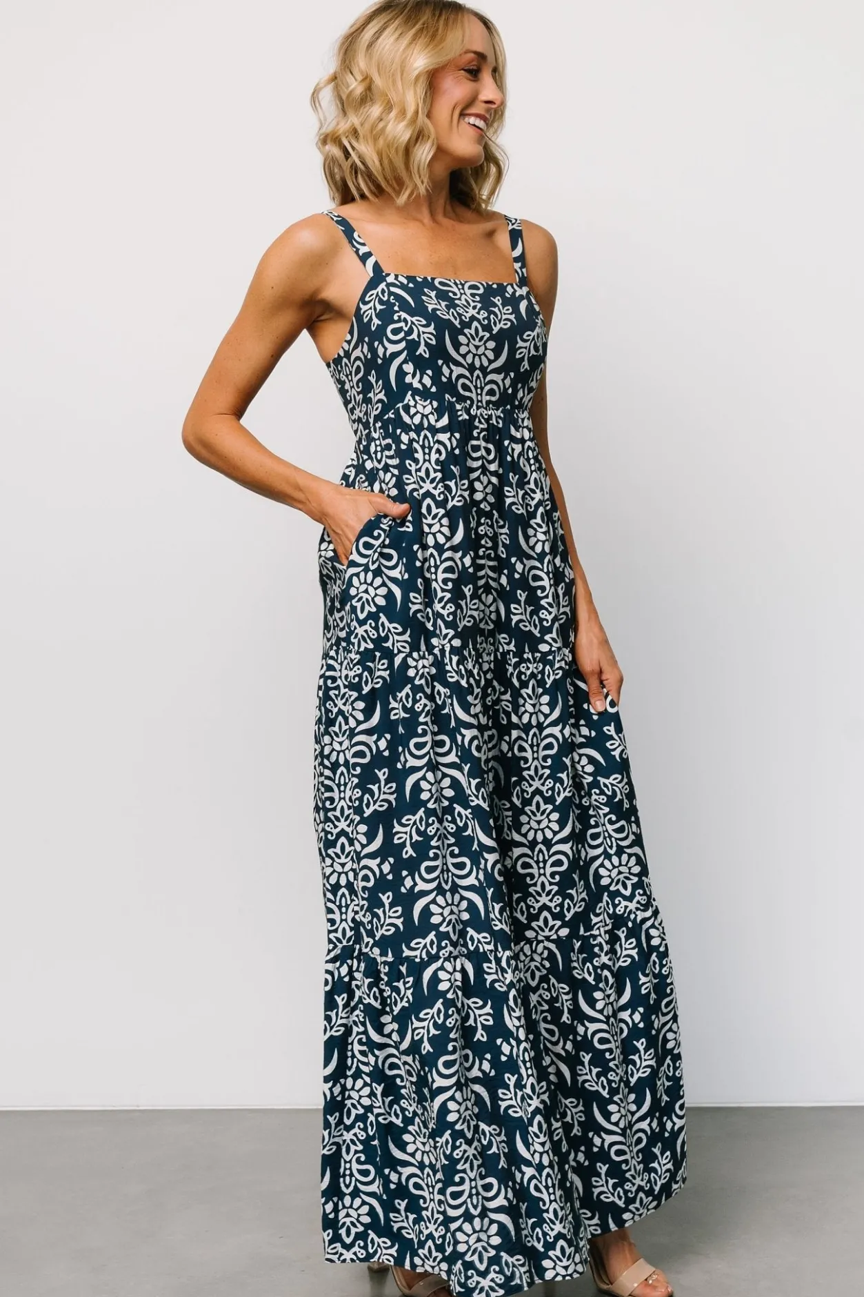New Baltic Born Oceanside Maxi Dress | Navy Print NavyPrint