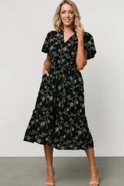 Sale Baltic Born Odeya Tiered Midi Dress | Black + White Black+White