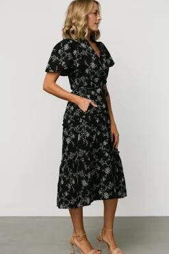 Sale Baltic Born Odeya Tiered Midi Dress | Black + White Black+White