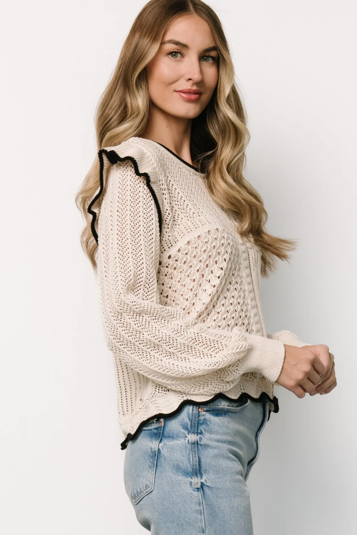 New Baltic Born Oleya Knit Sweater Top | Ivory