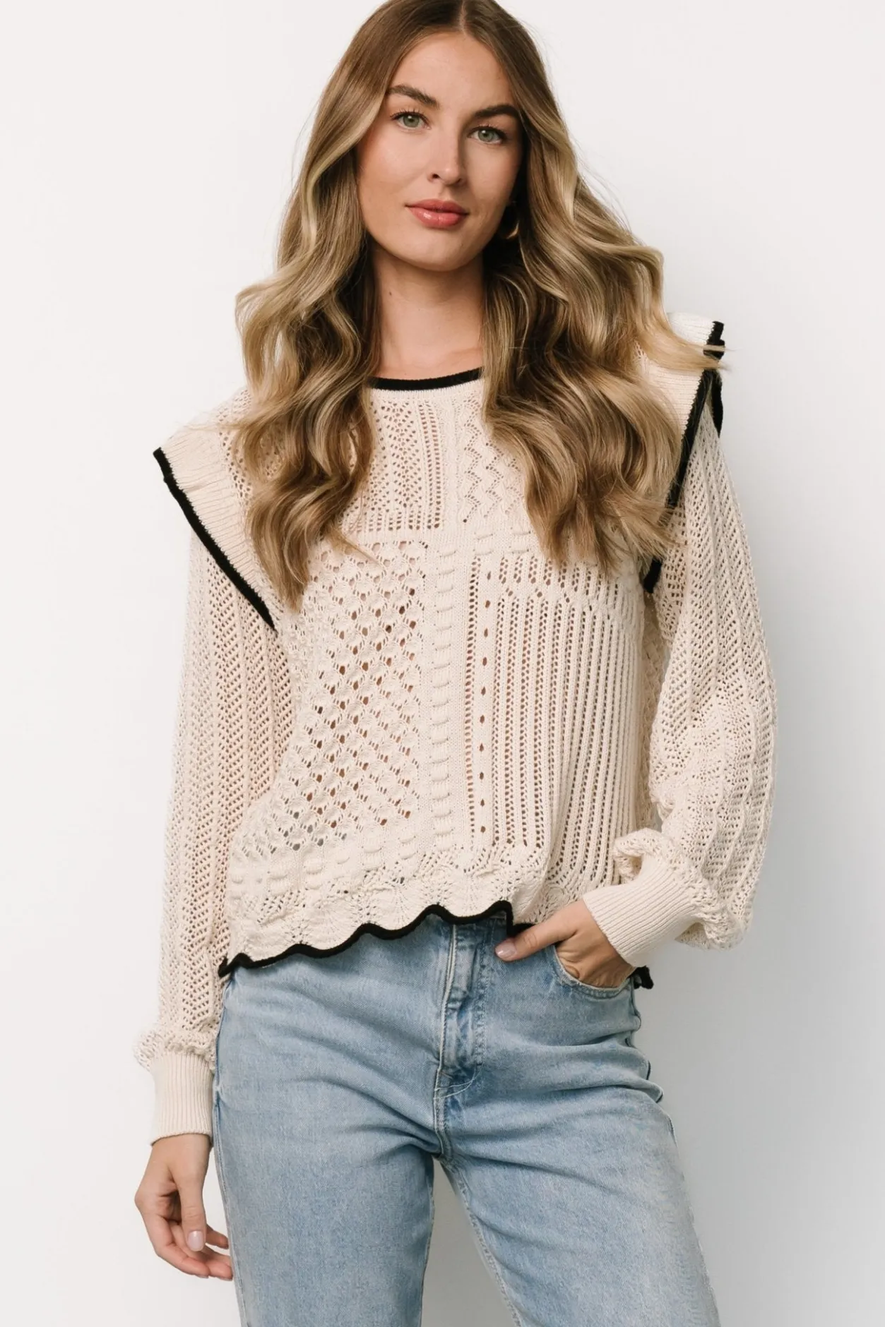 New Baltic Born Oleya Knit Sweater Top | Ivory