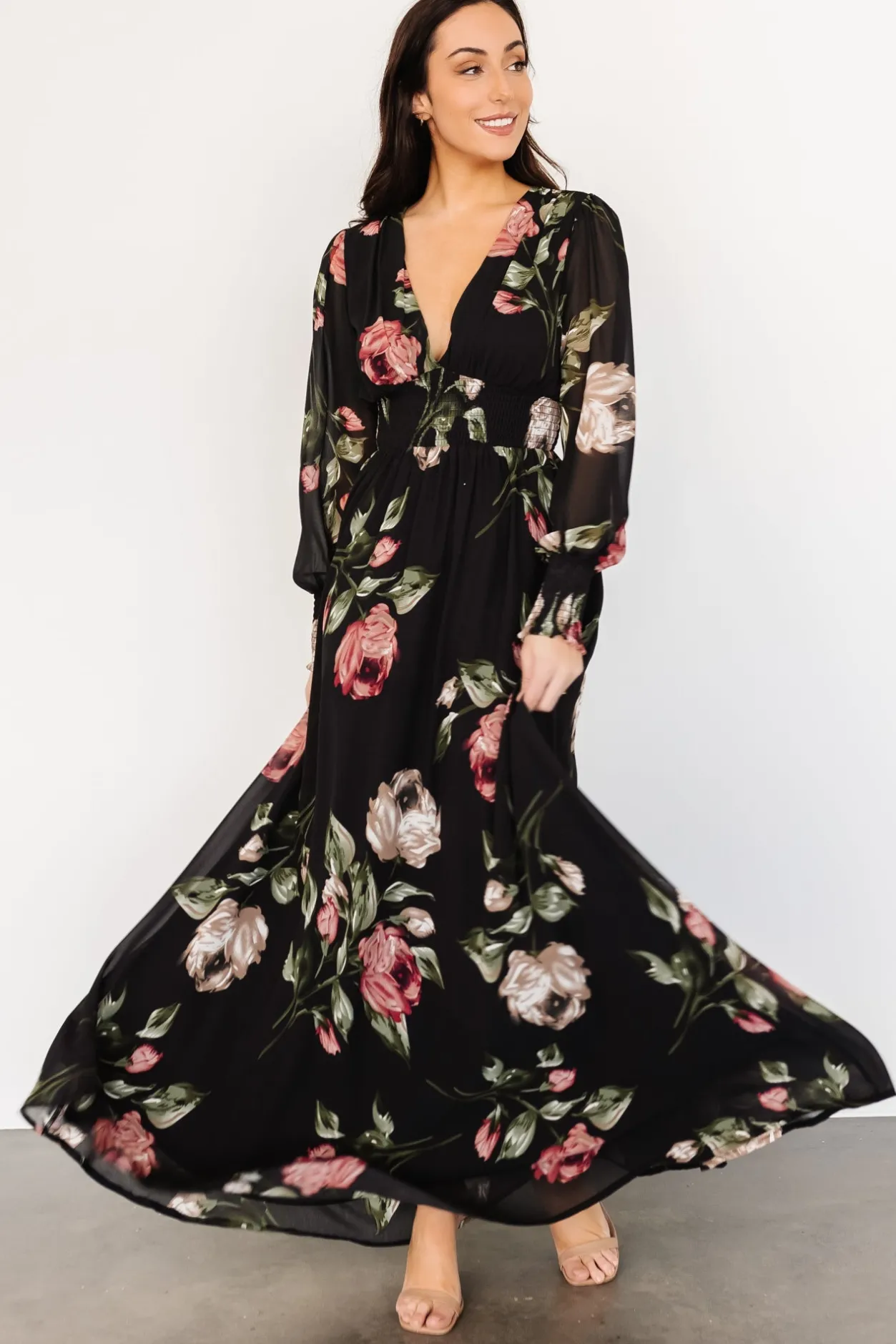 Discount Baltic Born Olivia Maxi Dress | Black Rose Floral BlackRoseFloral