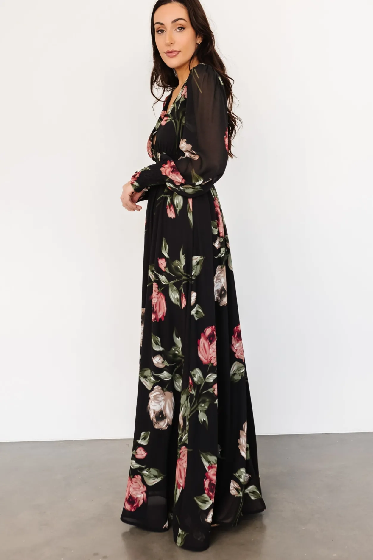 Discount Baltic Born Olivia Maxi Dress | Black Rose Floral BlackRoseFloral